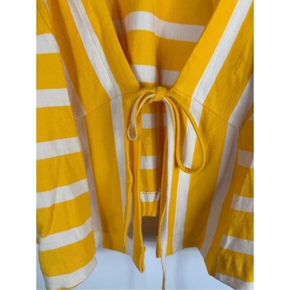 Anthropologie Yellow and Cream Striped Shrug Cardigan- Size S - Picture 4 of 7